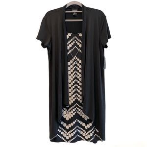 En Focus Studio Geometric Design Short Sleeve‎ Dress Black White Size 12 NWT!